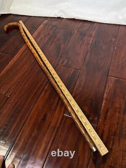 Wooden Cane Walking Stick 35 inch Hand Carved Vintage