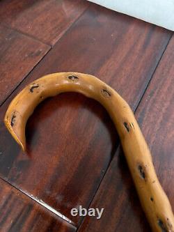 Wooden Cane Walking Stick 35 inch Hand Carved Vintage