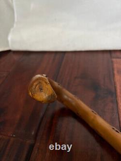 Wooden Cane Walking Stick 35 inch Hand Carved Vintage