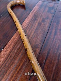 Wooden Cane Walking Stick 35 inch Hand Carved Vintage