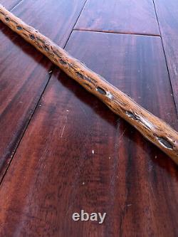 Wooden Cane Walking Stick 35 inch Hand Carved Vintage