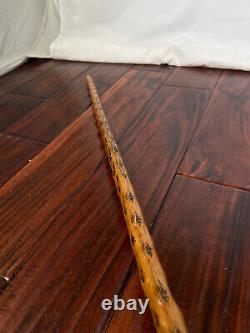 Wooden Cane Walking Stick 35 inch Hand Carved Vintage