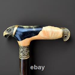 Wooden Cane Walking Stick Grandpa Grandma gift Poplar Burl Hybrid Handle P63