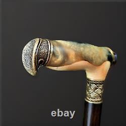 Wooden Cane Walking Stick Grandpa Grandma gift Poplar Burl Hybrid Handle P63