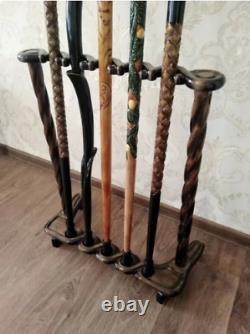 Wooden Carved Cane Stand Display Storage Club Rack for Walking Cane Stick Home