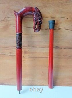 Wooden Carved Walking/Hiking Stick Eagle Head Handle Wooden Cane Folding Cane