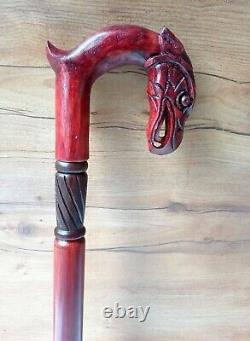 Wooden Carved Walking/Hiking Stick Eagle Head Handle Wooden Cane Folding Cane