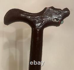 Wooden Dragon Walking cane stick Hand Carved Crafted Mystic withmarble