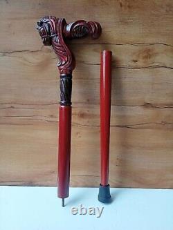 Wooden Horse Walking Stick Horse Cane Hand Carved Horse Handle Handmade Cane 36