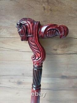 Wooden Horse Walking Stick Horse Cane Hand Carved Horse Handle Handmade Cane 36