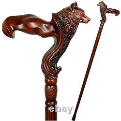 Wooden Lion Head Walking Cane Stick for men Ergonomic Handle Original