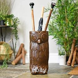 Wooden Rack for Walking Cane Brown Owl Umbrella & Walking stick Decor Stand Home
