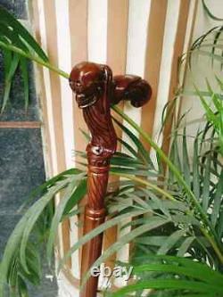 Wooden Skull Face Walking Stick Folding Cane Halloween Gift Hand Carved Handle