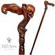 Wooden Skull Head Walking Cane Stick For Men Ergonomic Handle Original Gc-artis