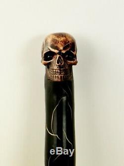 Wooden Skull Walking Stick Sword Cane metal shaft with secret blade inside