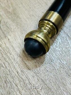 Wooden Walking Stick Cane Brass Ball Grip 34 3/4'' Hidden Compartment 34.5