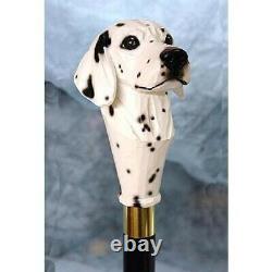 Wooden Walking Stick Cane Dog Head Palm Grip Ergonomic Handle Animal CarvedStick