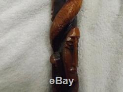 Wooden Walking Stick/Cane Hand Carved