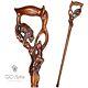 Wooden Walking Stick Cane Hand Carved Crafted Bear & Gazelle Unique Gift For Men