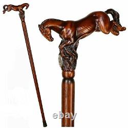 Wooden Walking Stick Cane Horse gift for men women ladies gentleman wood carved