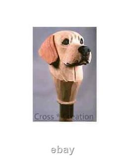 Wooden Walking Stick Cane Labrador Retriever Dog Head Carved Handle Gift Unique