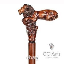 Wooden Walking Stick Cane Lion King Animal Wood Carved Walking Cane And Gifts