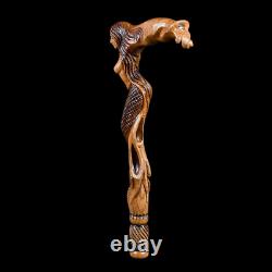 Wooden Walking Stick Cane Mermaid Siren Handmade hand crafted crafted for men