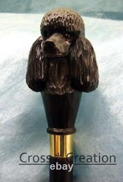 Wooden Walking Stick Cane Poodle Dog Head Carved Handle Unique Style cane gift