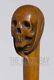 Wooden Walking Stick Cane Skull Head Palm Grip Ergonomic Handle Unique Best Gift