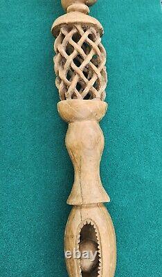 Wooden Walking Stick Serpent Handle Hand Carved Walking Cane Stick Unique Gift