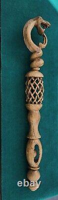 Wooden Walking Stick Serpent Handle Hand Carved Walking Cane Stick Unique Gift