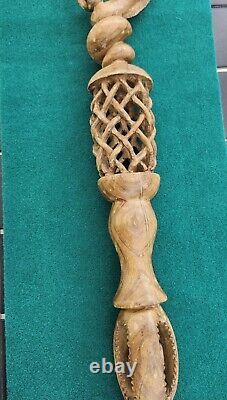 Wooden Walking Stick Serpent Handle Hand Carved Walking Cane Stick Unique Gift