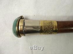 Wooden Walking Stick With Malachite Lidded Drinking Cup