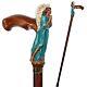 Wooden Walking Cane Angel Elegant Handpainted Walking Stick Religion Style