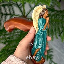 Wooden Walking cane Angel Elegant Handpainted walking stick Religion style