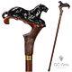 Wooden Walking Stick Cane Black Panther Cougar Cat Wood Carved Crafted Dark