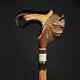 Wooden Cane American Bison Buffalo Head Wooden Walking Stick