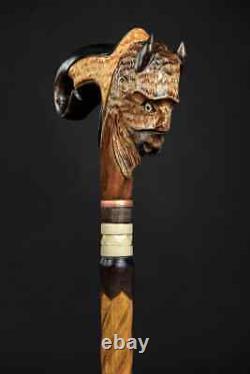 Wooden cane american bison Buffalo head wooden walking stick