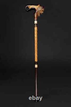 Wooden cane american bison Buffalo head wooden walking stick