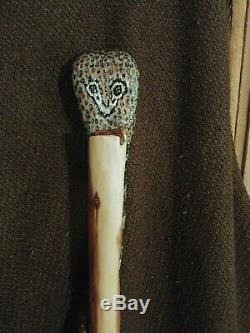 Wooden walking stick / cane hand carved