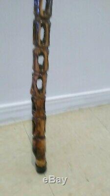 Wooden walking stick / cane hand carved