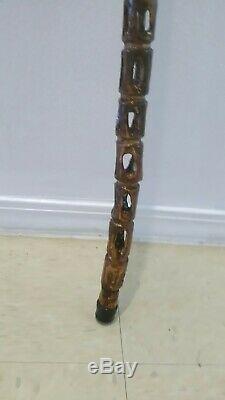 Wooden walking stick / cane hand carved