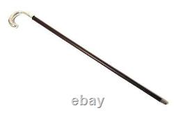Wooden walking stick (cane) with a silver handle of 830 fineness. Year 1930