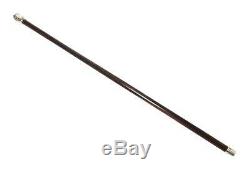 Wooden walking stick (cane) with a silver-plated handle