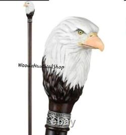 Wooden walking stick hand carved Beautiful eagle wooden walking cane