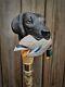 Wooden Walking Stick Hand Carved Dog&bird Handmade Wooden Walking Cane