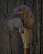 Wooden Walking Stick Hand Carved Dog&bird Handmade Wooden Walking Cane