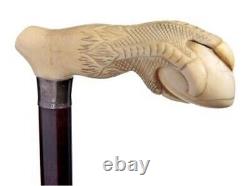 Wooden walking stick hand carved Eagle leg wooden walking cane