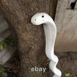 Wooden walking stick hand carved White cobra snake handmade walking cane animal