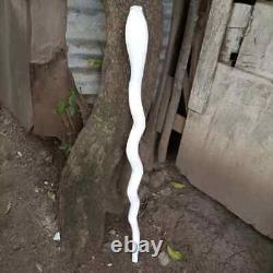 Wooden walking stick hand carved White cobra snake handmade walking cane animal